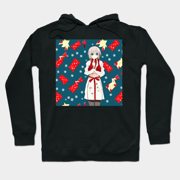 Anime Christmas Girl and Candy&amp;#39;s Patterns! Exclusive Hoodie by Trendy-Now